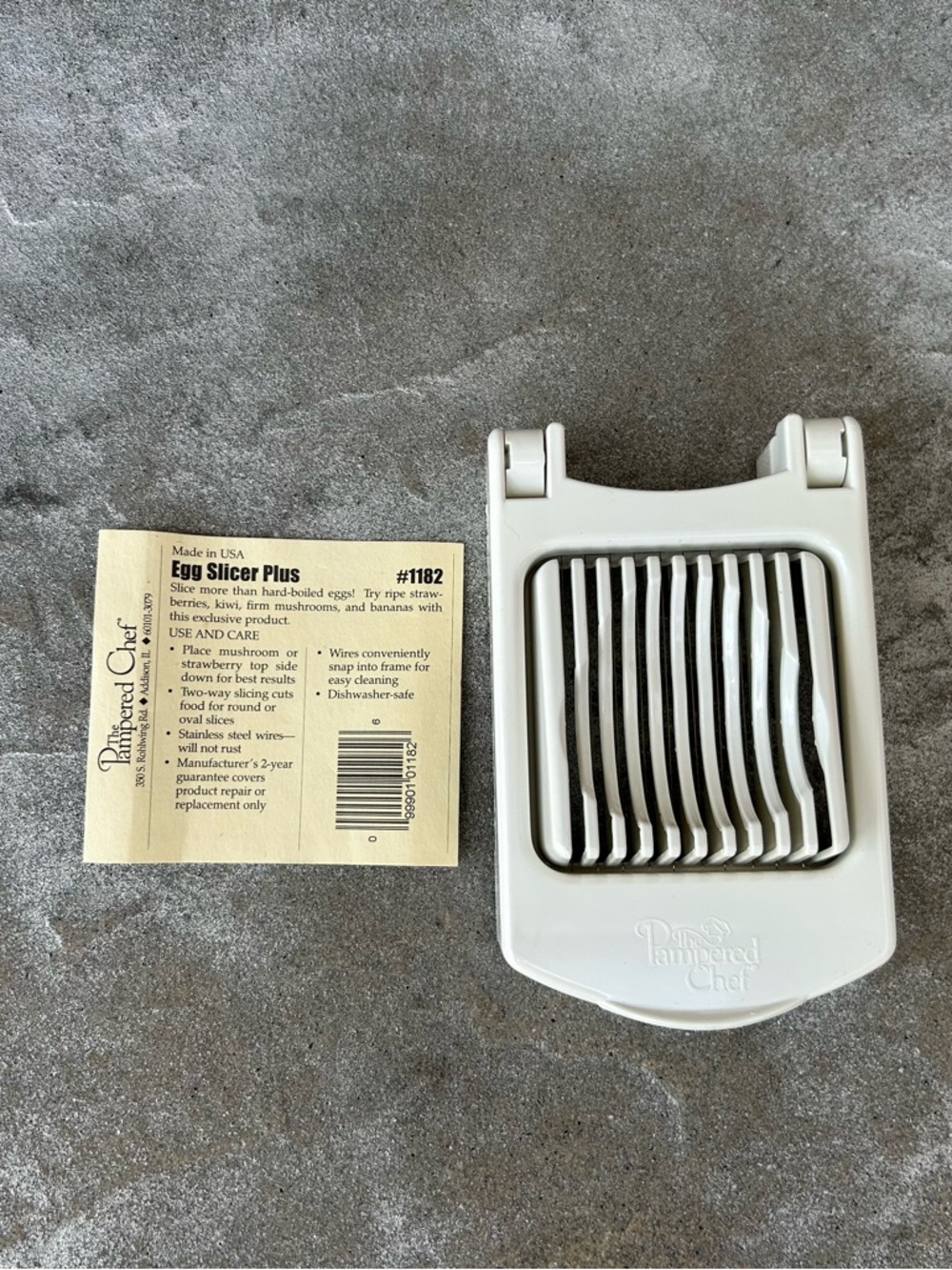 The Pampered Chef Egg Slicer Plus with Recipe White Plastic